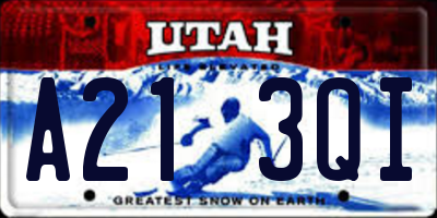 UT license plate A213QI