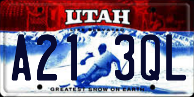 UT license plate A213QL