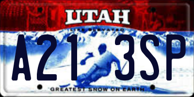 UT license plate A213SP