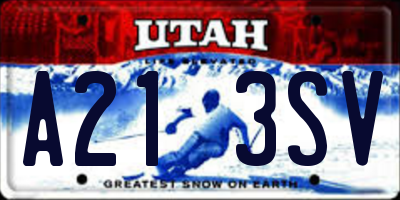 UT license plate A213SV