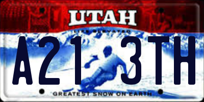 UT license plate A213TH