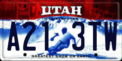 UT license plate A213TW