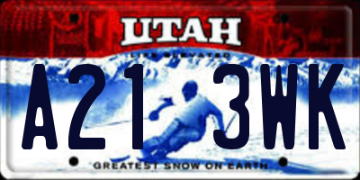 UT license plate A213WK