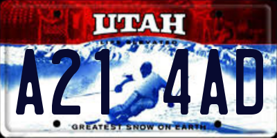 UT license plate A214AD