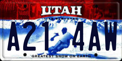 UT license plate A214AW