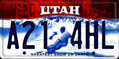 UT license plate A214HL