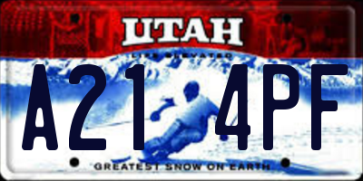 UT license plate A214PF