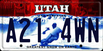 UT license plate A214WN