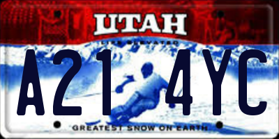 UT license plate A214YC