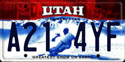 UT license plate A214YF
