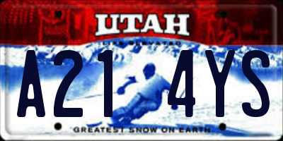 UT license plate A214YS