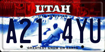 UT license plate A214YU