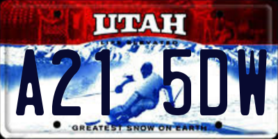 UT license plate A215DW