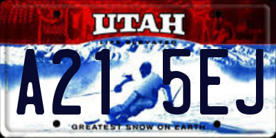 UT license plate A215EJ