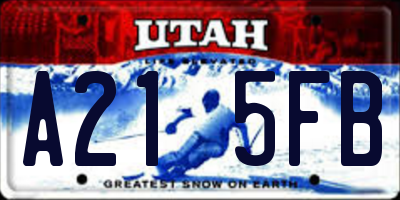 UT license plate A215FB