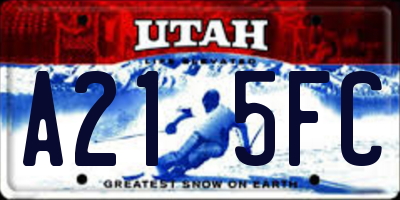 UT license plate A215FC