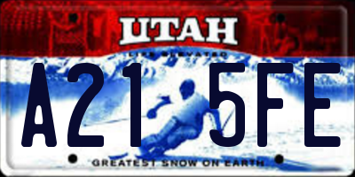 UT license plate A215FE