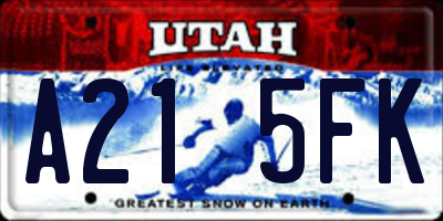 UT license plate A215FK