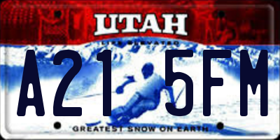 UT license plate A215FM