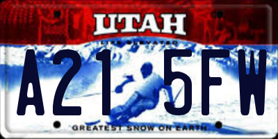 UT license plate A215FW