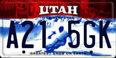 UT license plate A215GK