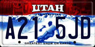 UT license plate A215JD