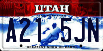 UT license plate A215JN