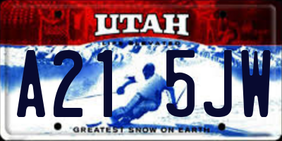 UT license plate A215JW