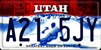 UT license plate A215JY