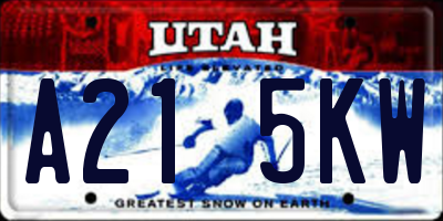 UT license plate A215KW