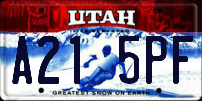 UT license plate A215PF