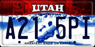 UT license plate A215PI