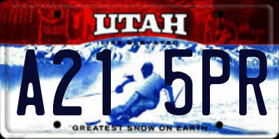 UT license plate A215PR