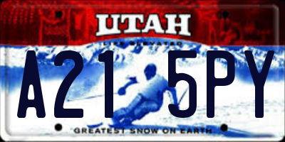 UT license plate A215PY