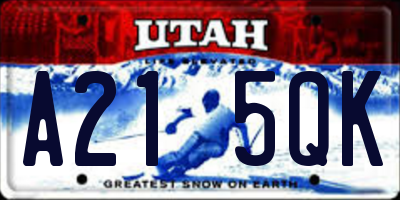 UT license plate A215QK