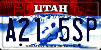 UT license plate A215SP