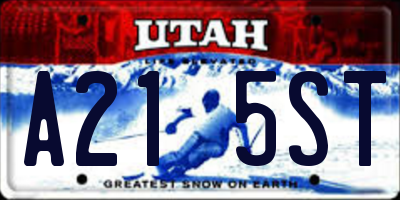 UT license plate A215ST