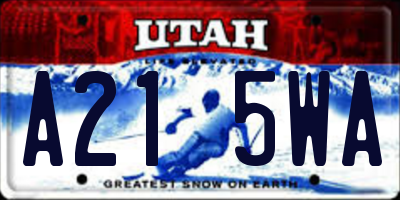 UT license plate A215WA