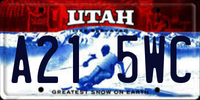 UT license plate A215WC