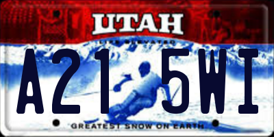 UT license plate A215WI