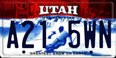 UT license plate A215WN