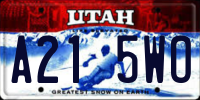 UT license plate A215WO