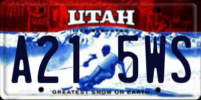 UT license plate A215WS