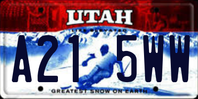 UT license plate A215WW