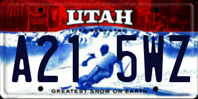UT license plate A215WZ