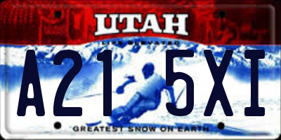 UT license plate A215XI