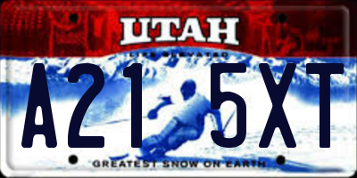 UT license plate A215XT