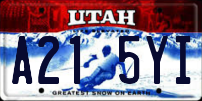 UT license plate A215YI