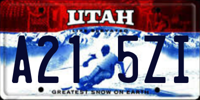UT license plate A215ZI