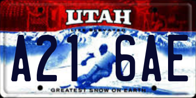 UT license plate A216AE
